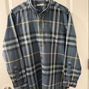 Burberry Brit Blue and Yellow Plaid Button-Down Shirt